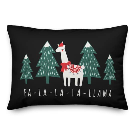 Caroling Llama Pattern 14x20 Throw Pillow